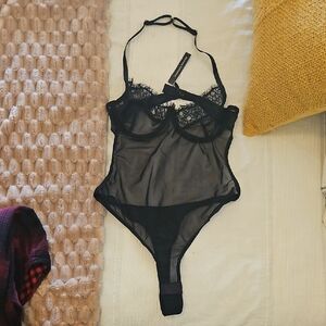 Elegant Black Lace Bodysuit